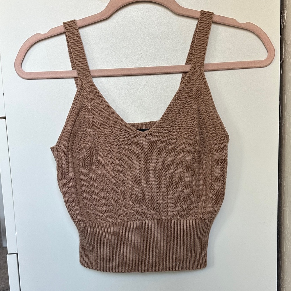 Streetwear Society Brown Knit Crop Tank